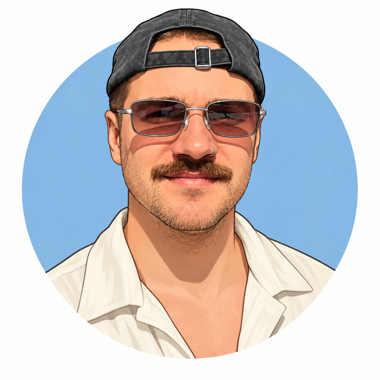 Cartoon portrait of Davis
